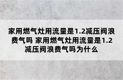 家用燃气灶用流量是1.2减压阀浪费气吗 家用燃气灶用流量是1.2减压阀浪费气吗为什么